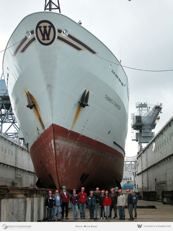 The Thompson and UW team at the dry dock