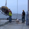 Towfish launch off aft deck of the Mt. Mitchell