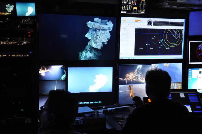ROV Pilots in the control room